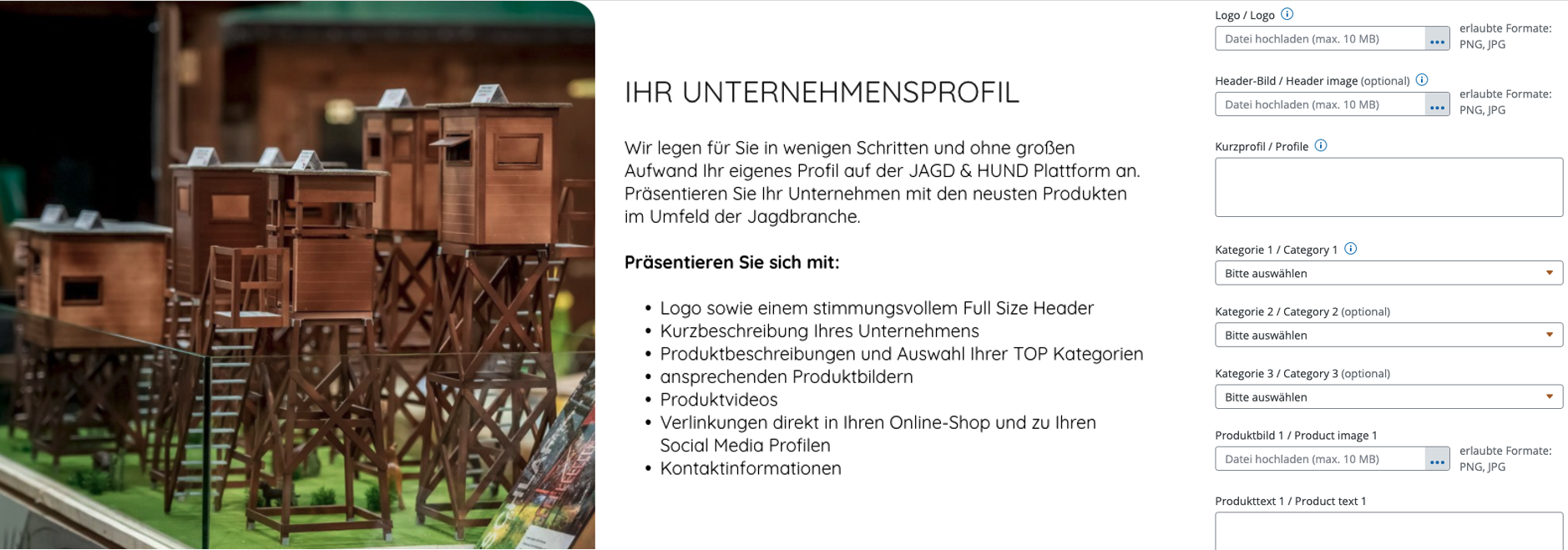 Registrierung zum Ausstellerprofil bei der Messe Jagd & Hund 2021